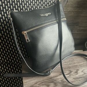 🖤 Karl Lagerfeld Paris “Bouquet” Pebbled Leather Crossbody Bag | Black - 10”